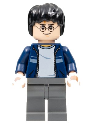 LEGO onderdeel Harry Potter - Dark Blue Open Jacket with Stripe, Dark Bluish Gray Legs (hp116)