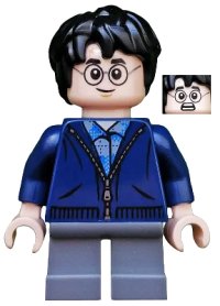 LEGO part Harry Potter - Dark Blue Zip Up, Dark Bluish Gray Short Legs hp153