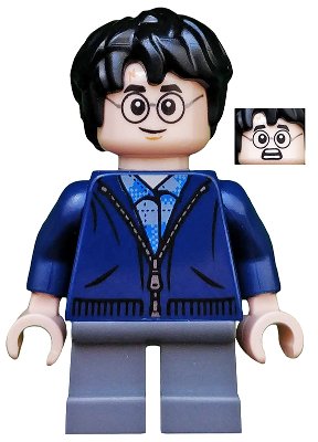 LEGO onderdeel Harry Potter - Dark Blue Zip Up, Dark Bluish Gray Short Legs (hp153)