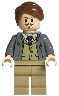 LEGO onderdeel Professor Remus Lupin - Dark Bluish Gray Jacket, Olive Green Vest (hp157)