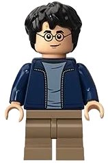 LEGO onderdeel Harry Potter - Dark Blue Open Jacket, Dark Tan Medium Legs (hp175)