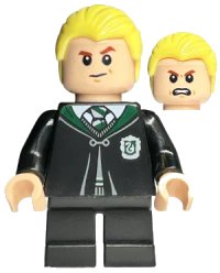LEGO part Draco Malfoy - Black Torso Slytherin Robe, Black Short Legs hp254