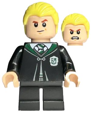LEGO onderdeel Draco Malfoy - Black Torso Slytherin Robe, Black Short Legs (hp254)