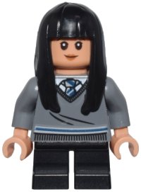 LEGO part Cho Chang - Dark Bluish Gray Ravenclaw Sweater with Crest, Black Short Legs, Hard Plastic Hair hp263b