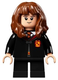 LEGO part Hermione Granger - Gryffindor Robe Clasped, Sweater, Shirt and Tie, Black Short Legs hp282