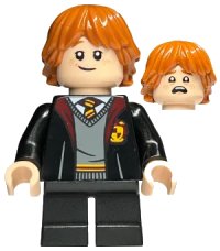 LEGO onderdeel Ron Weasley - Gryffindor Robe, Sweater, Shirt and Tie, Black Short Legs hp283