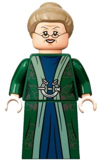 LEGO part Professor Minerva McGonagall - Dark Green Robe, Dark Tan Hair hp293