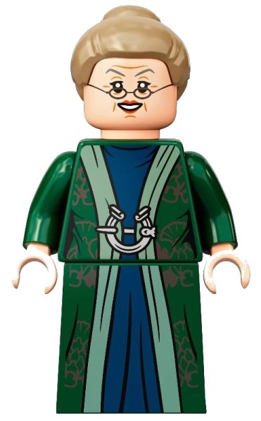 LEGO onderdeel Professor Minerva McGonagall - Dark Green Robe, Dark Tan Hair (hp293)