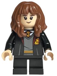 LEGO onderdeel Hermione Granger - Gryffindor Robe Open, Sweater, Shirt and Tie, Black Short Legs hp315