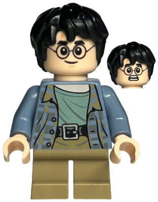 LEGO onderdeel Harry Potter - Sand Blue Jacket, Dark Tan Short Legs, Grin / Scared (hp316)