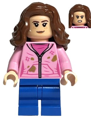 LEGO onderdeel Hermione Granger - Bright Pink Jacket with Stains, Closed / Determined Mouth (hp327)