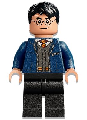 LEGO onderdeel Harry Potter - Dark Blue Open Jacket over Gryffindor Cardigan Sweater, Black Legs (hp346)
