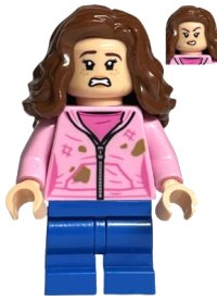 LEGO onderdeel Hermione Granger - Bright Pink Jacket with Stains, Angry / Scared Head hp365