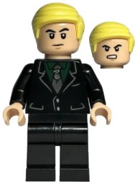 LEGO part Draco Malfoy - Black Suit, Slytherin Tie, Neutral / Angry hp385