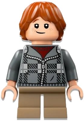 LEGO onderdeel Ron Weasley - Dark Bluish Gray Plaid Jacket, Dark Tan Short Legs (hp496)
