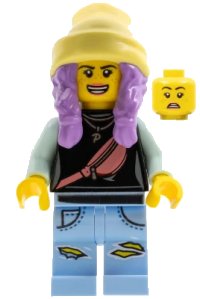 LEGO onderdeel Parker L. Jackson - Black Top with Beanie (Open Mouth Smile / Scared) hs003