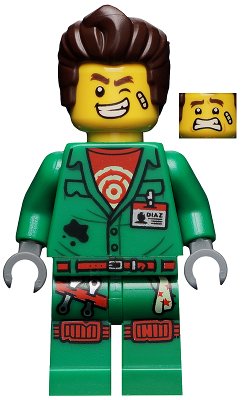 LEGO part Douglas Elton / El Fuego - Coveralls with Hair (hs005)
