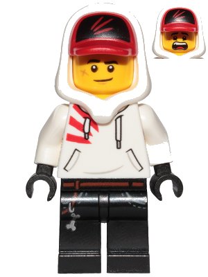 LEGO onderdeel Jack Davids - White Hoodie with Cap and Hood (Lopsided Smile / Scared) (hs009)