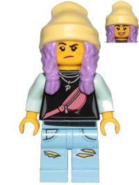 LEGO onderdeel Parker L. Jackson - Black Top with Beanie (Smile / Grumpy) hs019