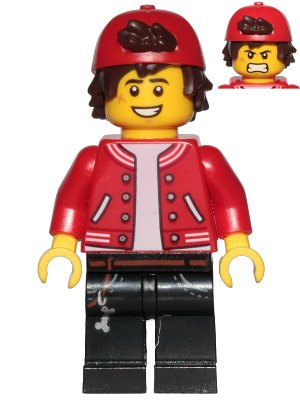 LEGO onderdeel Jack Davids - Red Jacket with Backwards Cap (Large Smile with Teeth / Angry) (hs052)