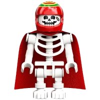 LEGO part Skeleton - Red Cape and Helmet, Bent Arms (Douglas Elton / El Fuego) hs063