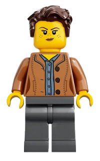 LEGO part Mom, Freckles, Medium Nougat Jacket, Dark Brown Hair Swept Left Tousled idea053