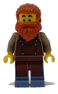 LEGO onderdeel Blacksmith - Male, Reddish Brown Apron, Dark Orange Beard idea082