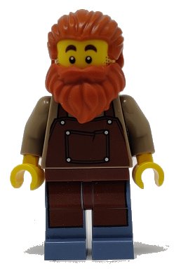 LEGO onderdeel Blacksmith - Male, Reddish Brown Apron, Dark Orange Beard (idea082)