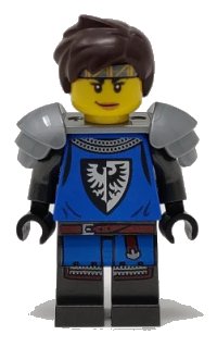 LEGO part Black Falcon - Female, Pearl Dark Gray Detailed Legs, Flat Silver Shoulder Pads idea084
