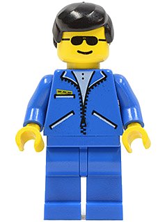 LEGO onderdeel Jacket Blue - Blue Legs, Black Male Hair, Sunglasses (jbl007)