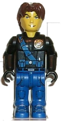 LEGO part Jack Stone - Black Jacket, Blue Legs, Blue Sash js009