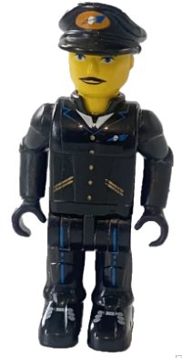 LEGO onderdeel Airplane Pilot with Black Pants, Black Shirt and Black Cap with Logo js019