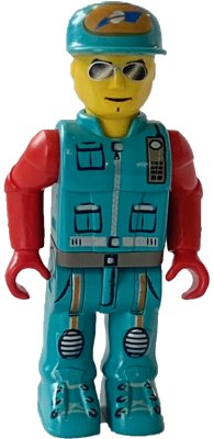 LEGO onderdeel Crewman with Dark Turquoise Vest and Pants, Red Arms (js027)