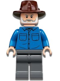 LEGO onderdeel Dr. Alan Grant - Blue Shirt, Dark Brown Fedora jw081