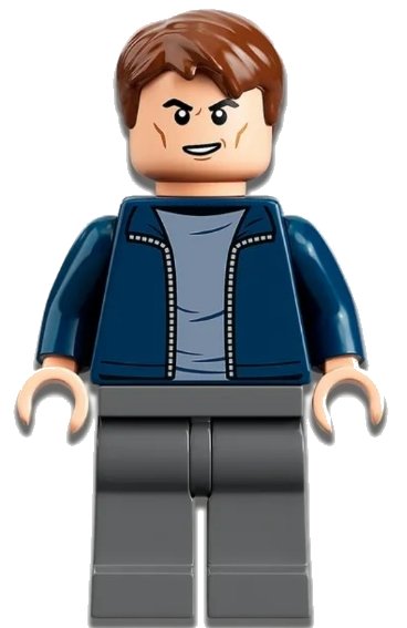 LEGO onderdeel Security Guard - Male, Dark Blue Jacket, Dark Bluish Gray Legs, Reddish Brown Hair (jw093)
