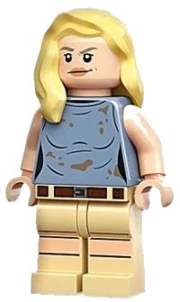 LEGO onderdeel Dr. Ellie Sattler - Sand Blue Sleeveless Shirt, Hair over Shoulder jw110