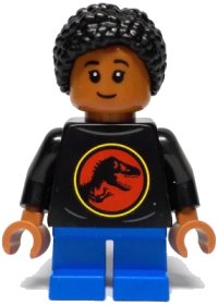 LEGO onderdeel Junior Paleontologist - Girl, Jurassic Park Logo, Blue Short Legs jw127