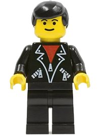 LEGO onderdeel Leather Jacket with Zippers - Black Legs, Black Male Hair, Eyebrows lea001