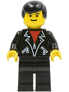 LEGO onderdeel Leather Jacket with Zippers - Black Legs, Black Male Hair, Eyebrows (lea001)