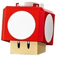 LEGO onderdeel Super Mushroom - Tan Hinge Brick / Blue Plate, Round 2 x 2 Interior (mar0148)