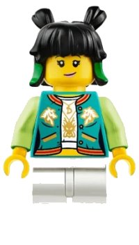 LEGO part Mei - Dark Turquoise Jacket, Lopsided Grin / Sneer mk013