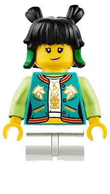 LEGO onderdeel Mei - Dark Turquoise Jacket, Lopsided Grin / Sneer (mk013)