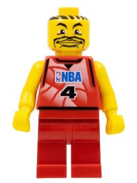 LEGO onderdeel NBA Player, Number 4 with Red Non-Spring Legs nba044a