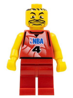 LEGO onderdeel NBA Player, Number 4 with Red Non-Spring Legs (nba044a)
