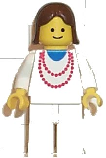 LEGO onderdeel Necklace Red - White Legs, Brown Female Hair (ncklc005)