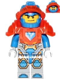 LEGO part Clay Moorington - Blue Helmet, Trans-Neon Orange Visor and Armor nex073
