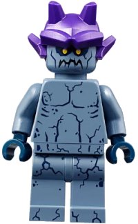 LEGO onderdeel Stone Stomper - Small Dark Blue Cracks on Chest and Legs, Closed Mouth, Dark Purple Gargoyle Horns nex088