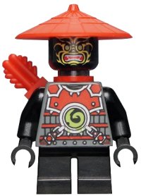 LEGO onderdeel Stone Army Scout - Yellow Face, Red Quiver, Short Legs njo0072