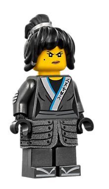 LEGO onderdeel Nya - The LEGO Ninjago Movie, Cloth Armor Skirt, Hair, Crooked Smile / Scowl (njo0321)