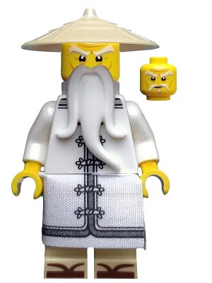LEGO onderdeel Sensei Wu - The LEGO Ninjago Movie, White Robe, Zori Sandals, Raised Eyebrows (njo0354)